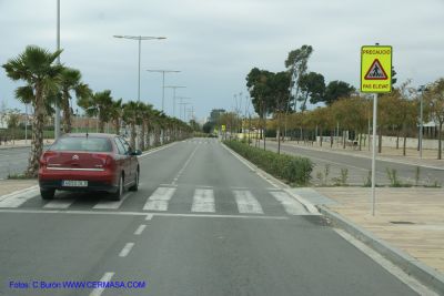 Como se puede ver, el coche permanece encima totalmente del paso elevado. He hecho la prueba de pasar a mÃ¡s de 40 km/h, lo que hace imposible dominar el vehÃ­culo si se supera esta velocidad. Por tanto, no creo, estoy seguro.... que podrÃ­a ser una soluciÃ³n acertada a la TravesÃ­a en Villanueva del Duque. 
